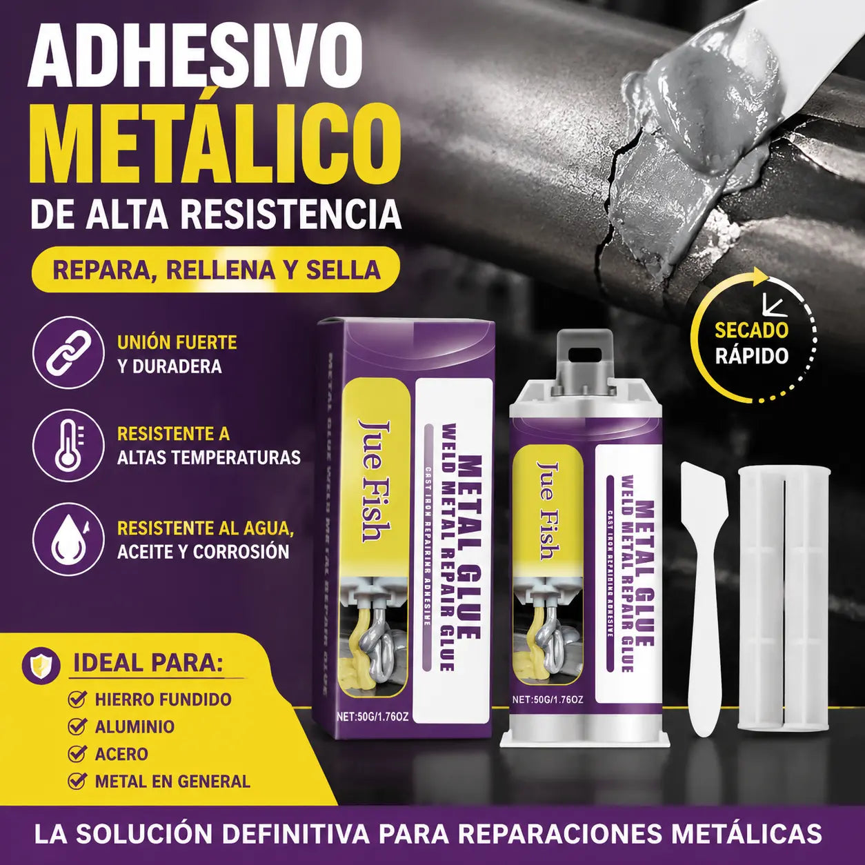 ⚡【2 juegos por 26 euros】🔩 Pegamento Metálico – Adhesivo de Reparación por Soldadura Metálica ✨