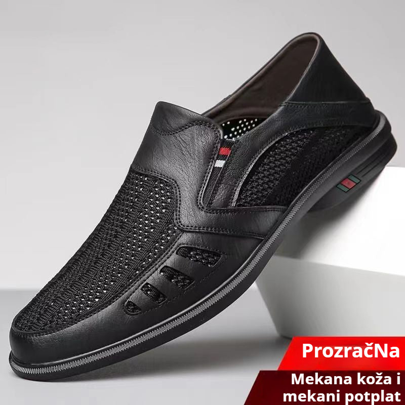 👞【39-44】Ljetne nove muške neklizajuće prozračne ležerne kožne cipele na navlačenje za 2026. godinu
