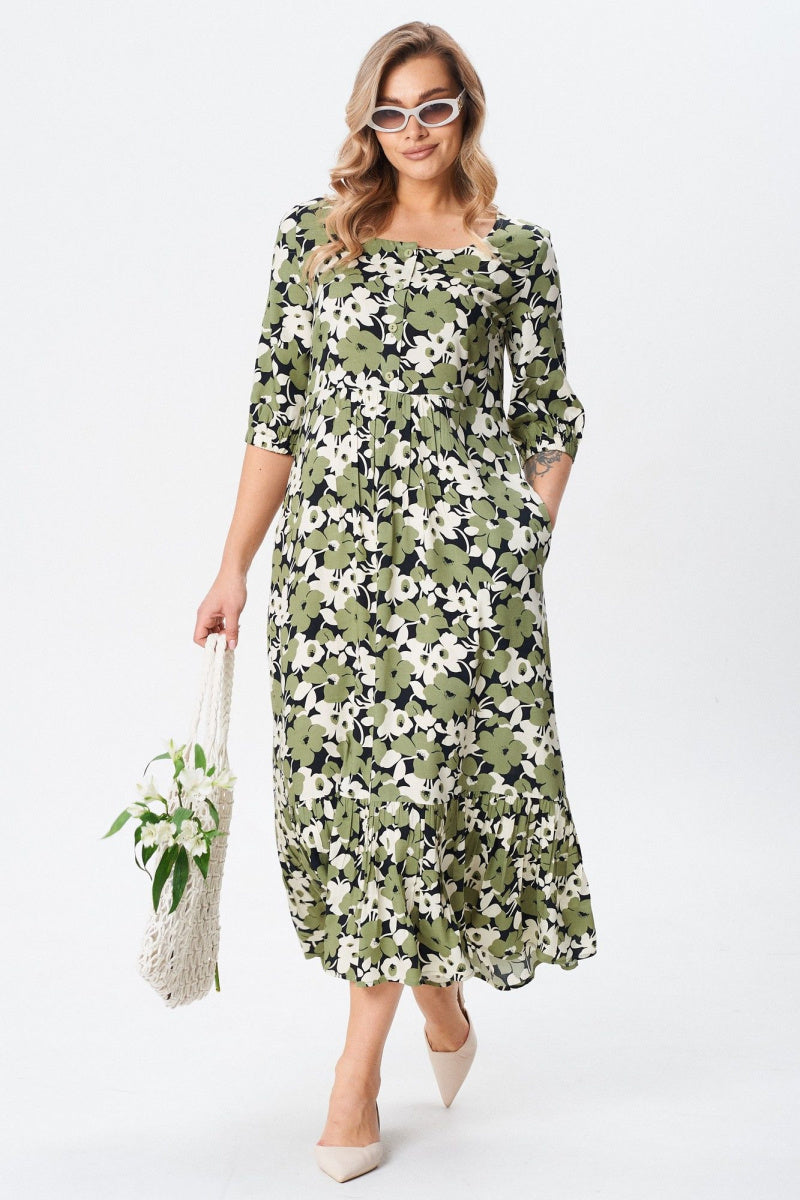 💗💐Gran descuento último día [S-5XL] 2026 Moda Verano Dama Temperamento Elegante Vestido de Algodón Verde para Mujer ✅Cómodo y transpirable, muy adecuado para el verano