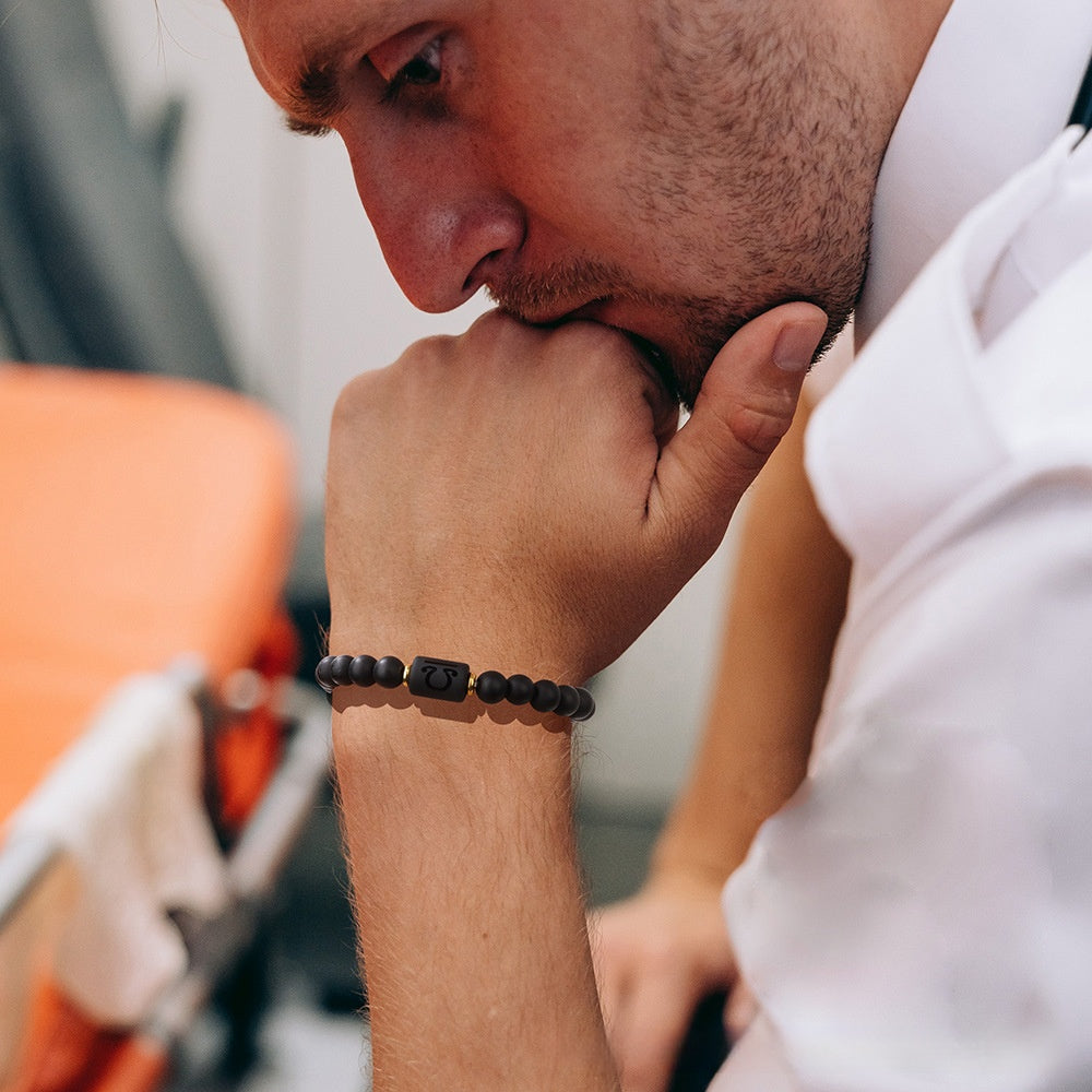 🔥【Kupite 1, dobijte 1 gratis】💖Ručno izrađena narukvica za par s dvanaest horoskopskih znakova od matiranog crnog ahata