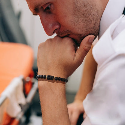 🔥【Kupite 1, dobijte 1 gratis】💖Ručno izrađena narukvica za par s dvanaest horoskopskih znakova od matiranog crnog ahata