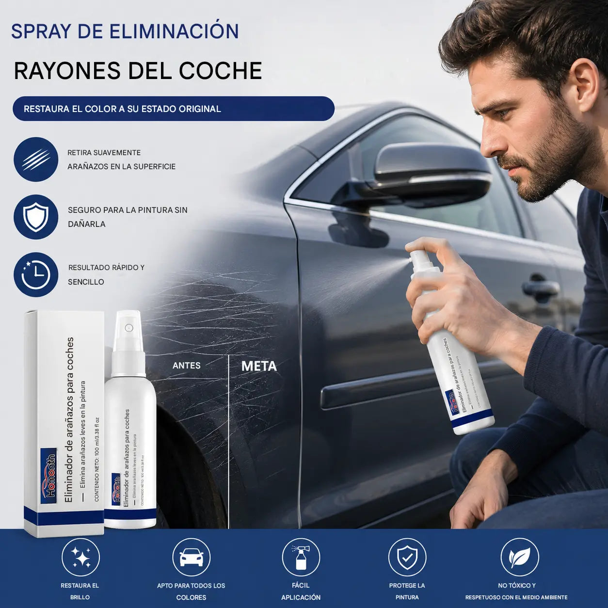 🔥✨【Compra 1 y llévate 1 gratis】Spray reparador de arañazos para pintura de coche🚗