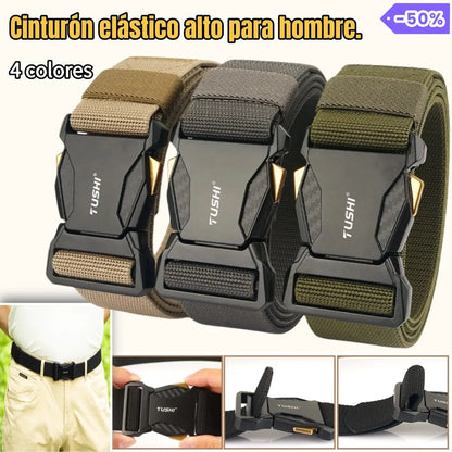 🔥50% de descuento【Largo 120cm】✅ Cinturón de hombre de alta elasticidad, adecuado para todas las ocasiones: viajes, negocios, ocio