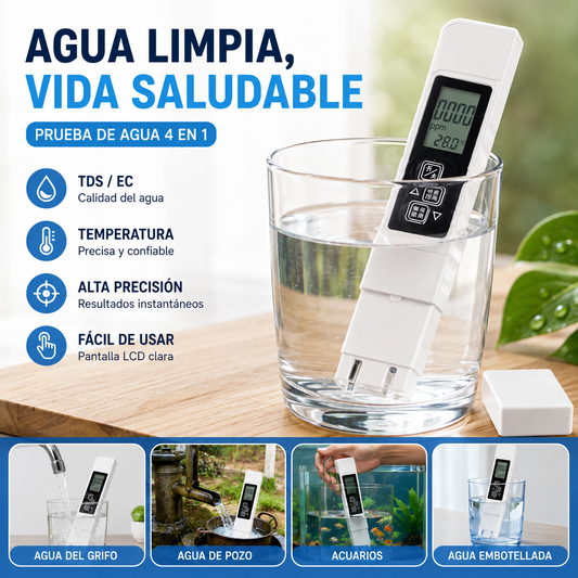 💧Compra 1 y recibe 1 gratis🔍 Medidor TDS Digital 4 en 1 para Agua – Comprueba la Calidad del Agua en Segundos ✨