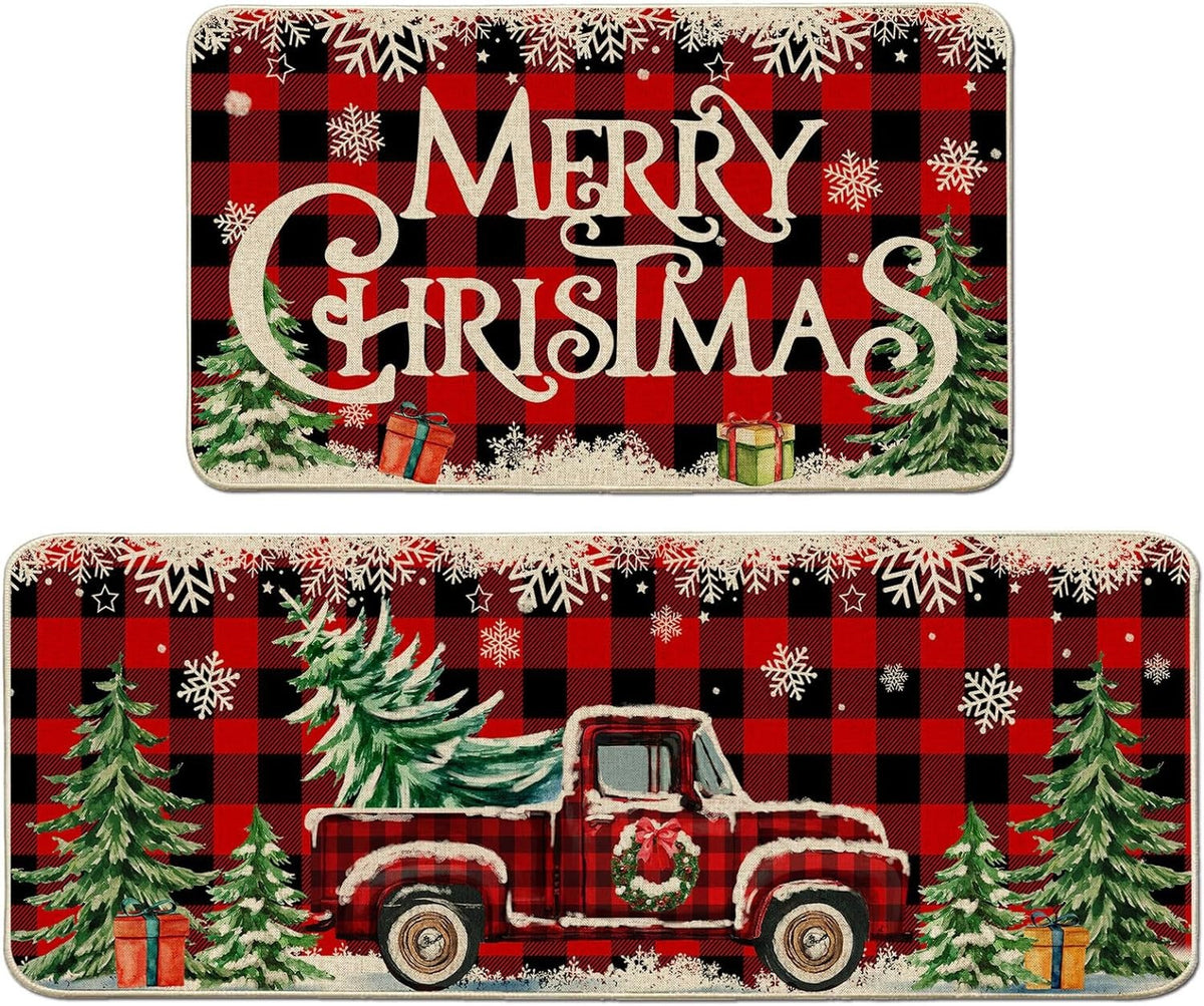 🎄【Kúp 1, získaj 1 zadarmo】🎄【40*60+40*120cm】 Nová vianočná izba kuchyňa izba kuchynské dvere odolné voči škvrnám dekoratívne rohože