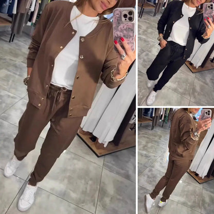 🧥🌙 Cómodo y con estilo, ofrece un confort excepcional: ¡ya está disponible este conjunto de sudadera y chaqueta de estilo casual 💃【Parte superior + Pantalones】