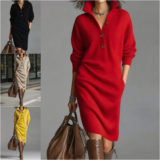 🔥【S-3XL】Nova pletena haljina s ovratnikom u europskom i američkom stilu iz 2025.