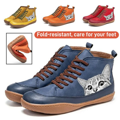 💖【35-43】Nowe, modne, jesienne i zimowe botki damskie z nadrukiem uroczego kota