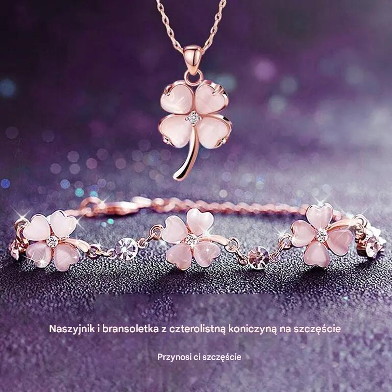 🎁【Kup 1, a 1 dostaniesz gratis】💖【Naszyjnik + Bransoletka】🍀💎Zestaw naszyjnika i bransoletki ze srebra 925 z czterolistną koniczyną