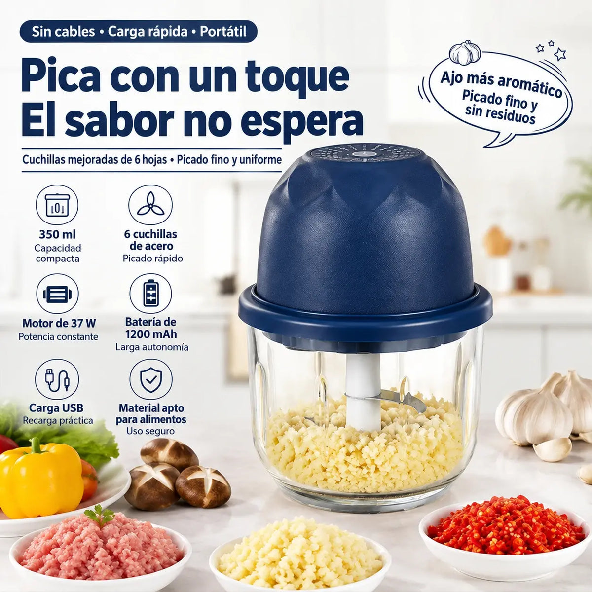 🛒Minipicadora de carne eléctrica e inalámbrica