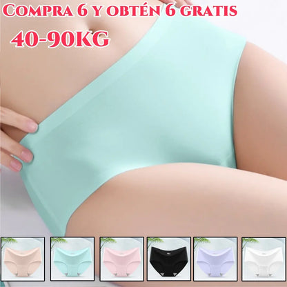 😍🔥【Compra 3 y obtén 3 gratis】🛒【6 piezas】Ropa interior de seda helada sin costuras para mujer