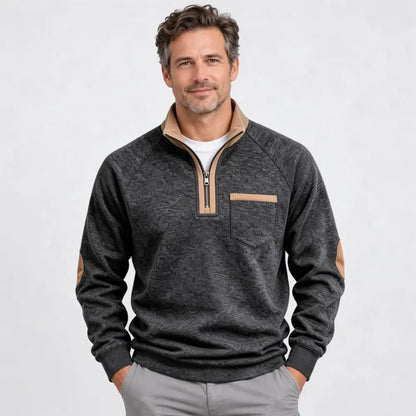 ✨🧥【1 unidad, S–3XL】Sudadera con aislamiento térmico y media cremallera para hombre, con detalles en contraste; estilo retro, ajuste cómodo y material cálido.
