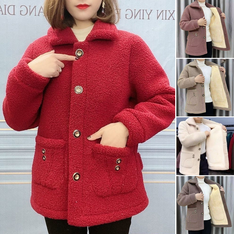 ☃️2025 nowa jesienno-zimowa kurtka w dużych rozmiarach z wełny jagnięcej, pogrubiona, pogrubiona, wełna