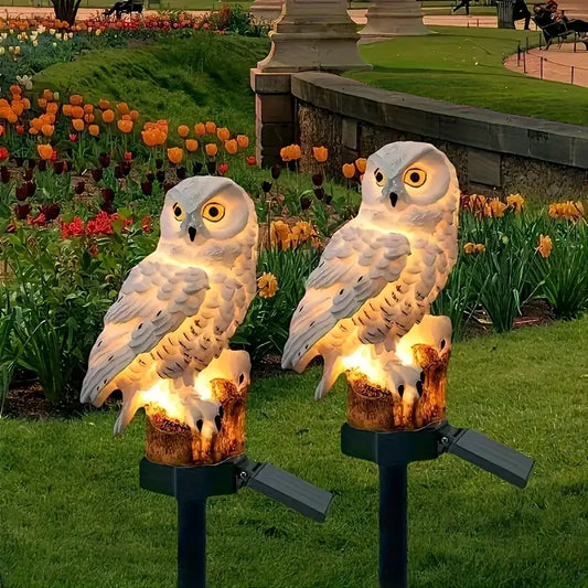 🦉 Lampă solară decorativă în formă de bufniță – Lumină caldă pentru grădina ta
