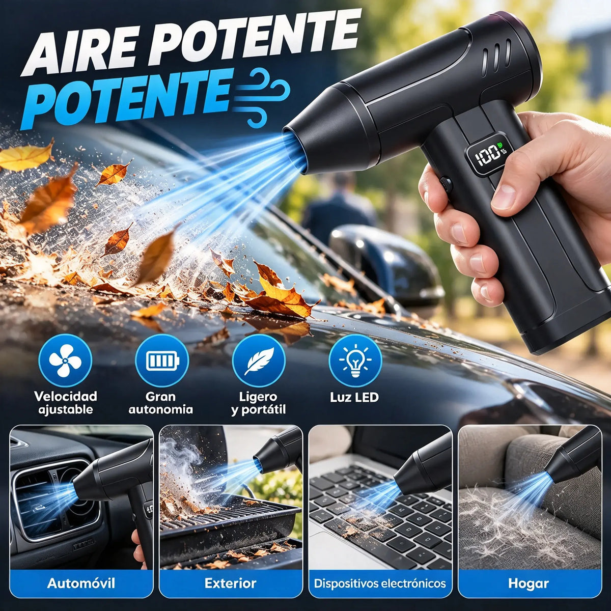 🔥🌪️ Potente soplador de alta velocidad para eliminar el polvo — Ideal para acampar, limpiar el polvo y retirar nieve