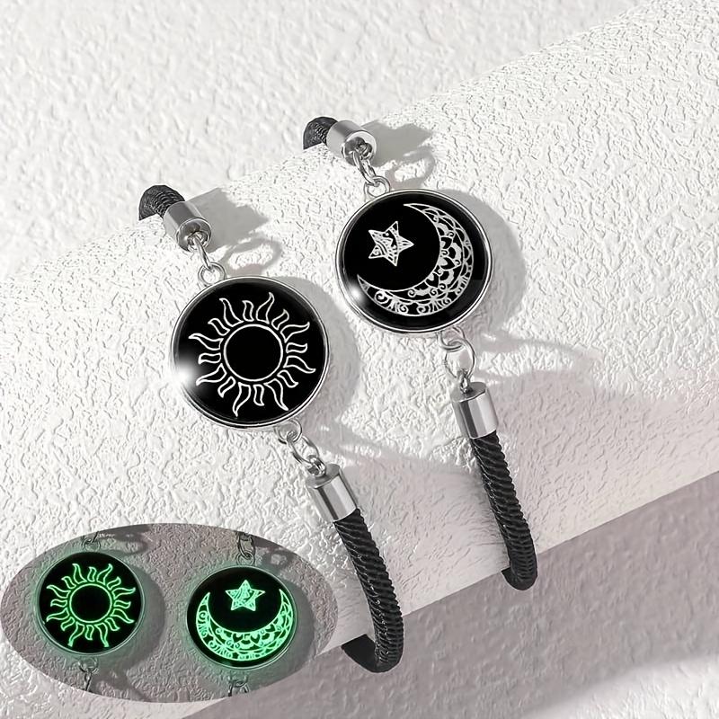 🎁💖Zestaw 2 bransoletek Słońce i Księżyc: błyszcząca biżuteria dla par w związku na odległość.