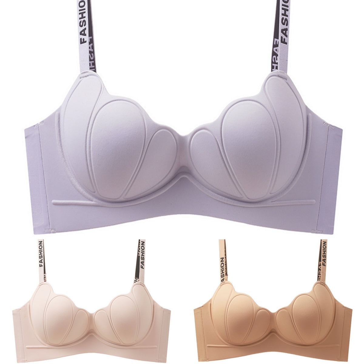 😍【3 sztuki】Biustonosz push-up dla kobiet bez fiszbin, miękka bawełna, wygodny i oddychający ❤️【40-85 kg】