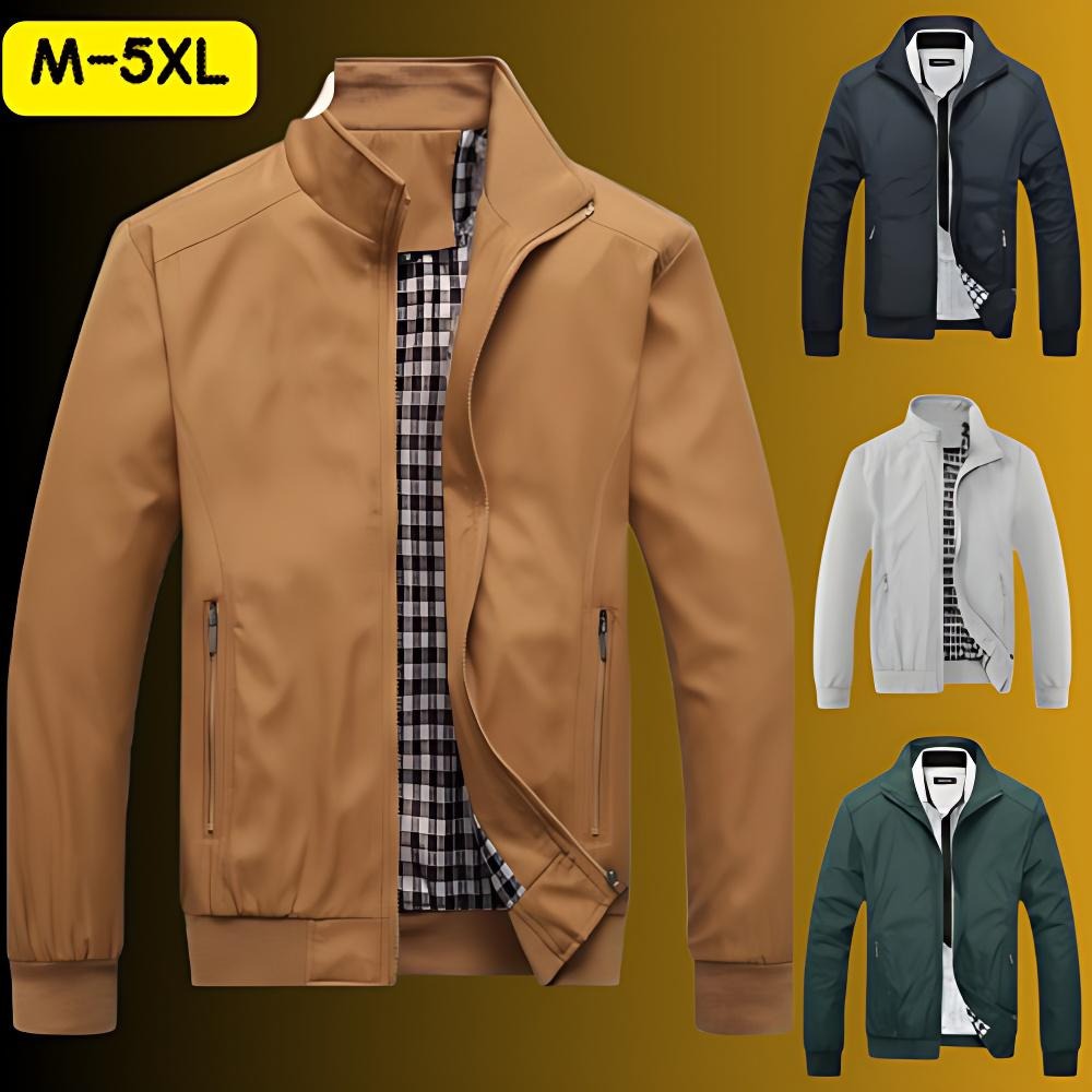 [M-5XL] 2025 Jesień Nowa męska kurtka casualowa ze stójką - Wodoodporny i odporny na zużycie materiał