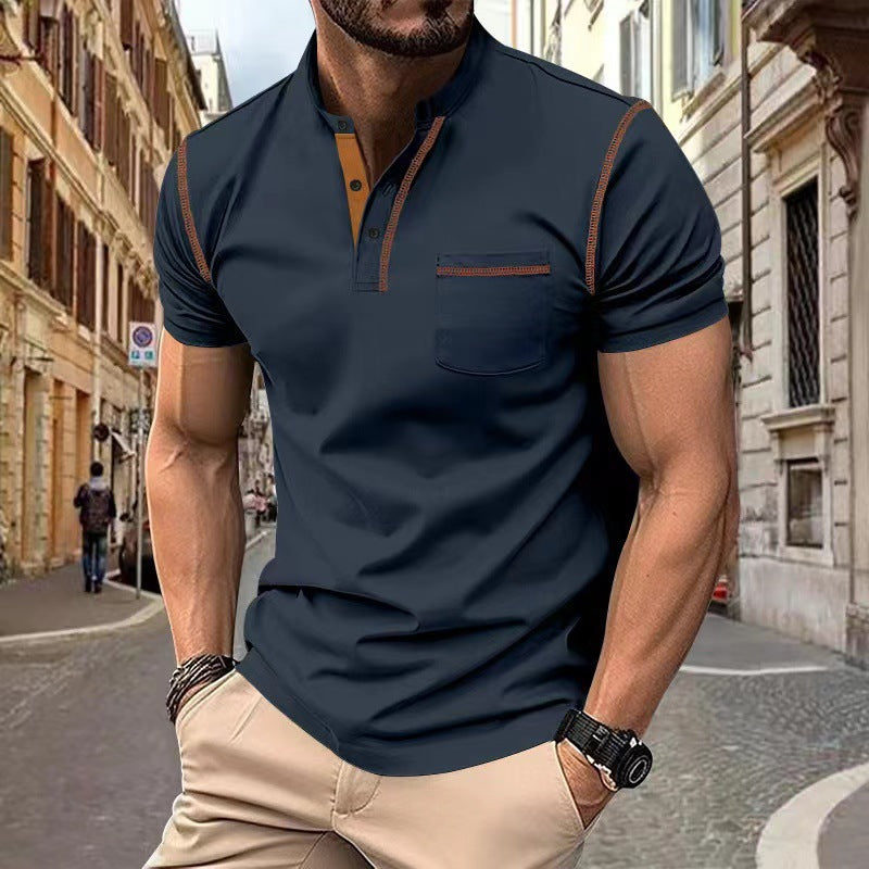 👕【S-XXXL】2026 Nova muška polo majica/majica kratkih rukava s gumbima, jednobojna, s V-izrezom, ležerni stil