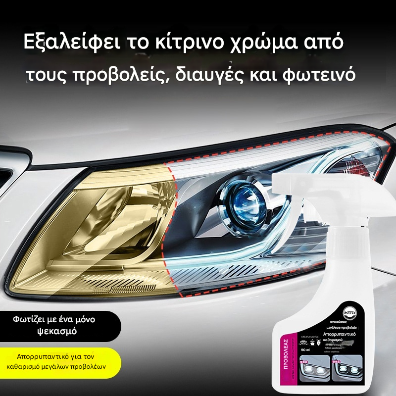 🔧🚗Υγρό επισκευής φαναριών – Χωρίς τρίψιμο (ψεκασμός, καθαρισμός, γυάλισμα)