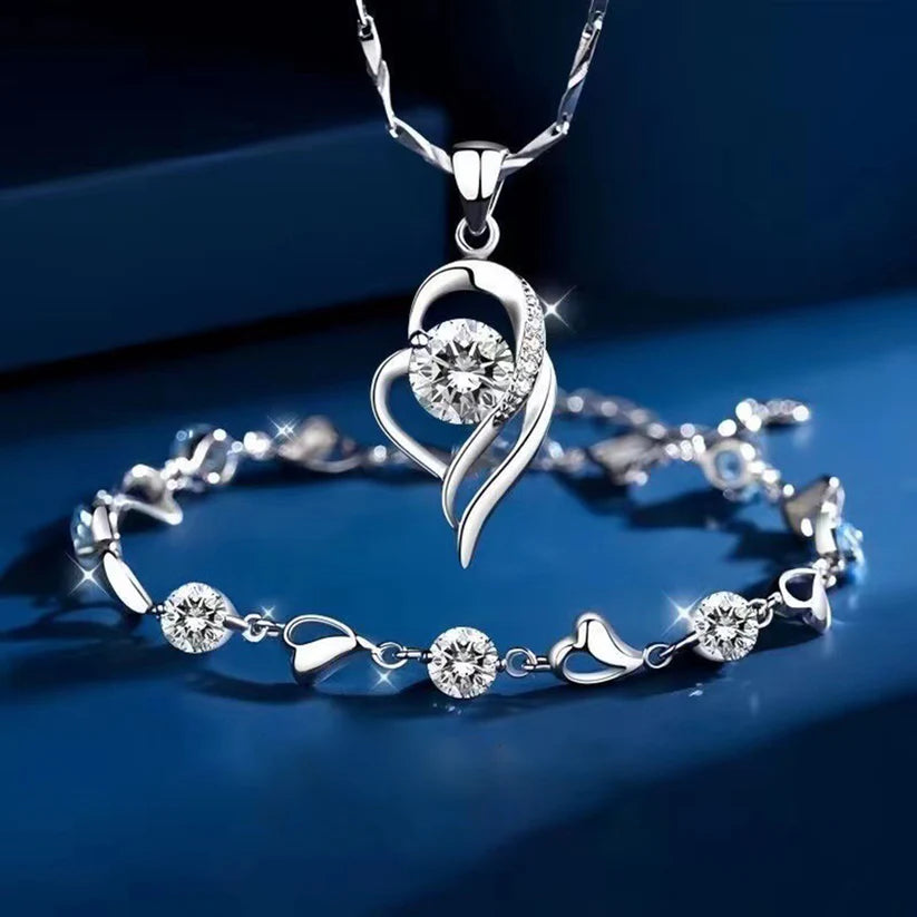 ✨✨【Купете 1, вземете 1 безплатно】💎Комплект гривна + колие "Сърцето на океана" от сребро 925