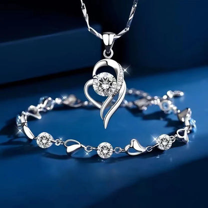 ✨✨【Купете 1, вземете 1 безплатно】💎Комплект гривна + колие "Сърцето на океана" от сребро 925