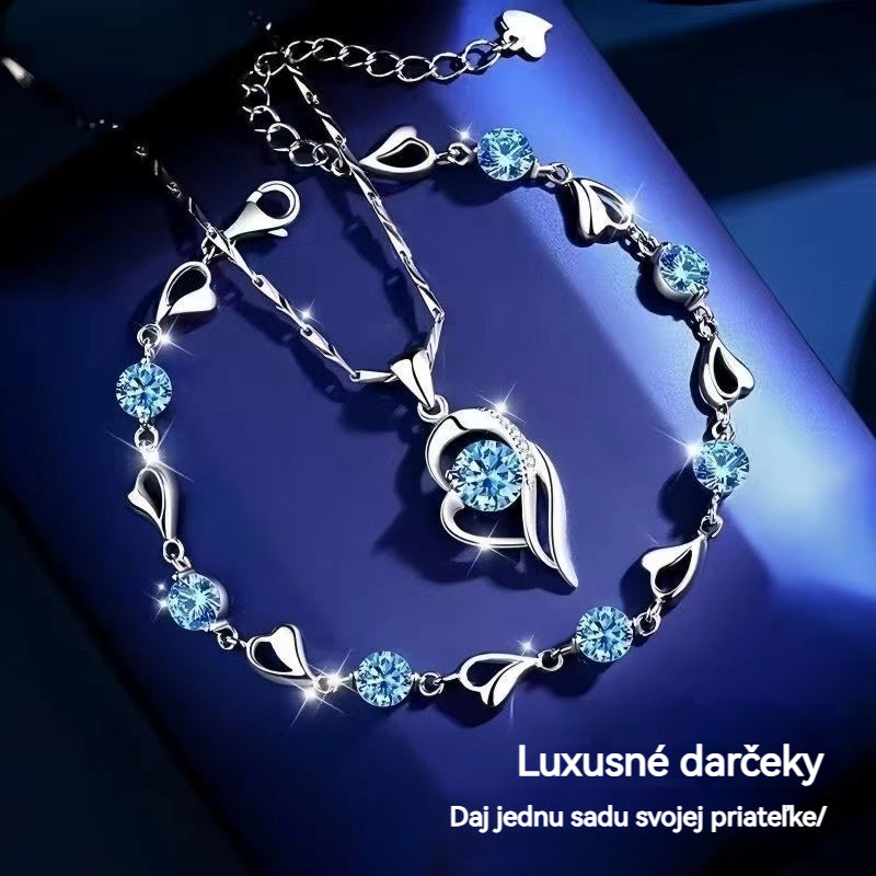 ✨✨【Kúpte 1, dostanete 1 zadarmo】💎💎Sada náramku a náhrdelníka zo striebra 925 Srdce oceánu