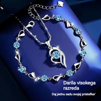 ✨✨【Kupite 1, dobite 1 gratis】💎Komplet zapestnice in ogrlice Srce oceana, srebro 925