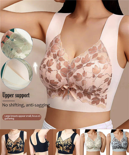 💌🌈【3 sztuki】【M-4XL】Biustonosz koronkowy w dużym rozmiarze bez stalowych kółek, luksusowy, piękny, seksowny biustonosz z tyłu