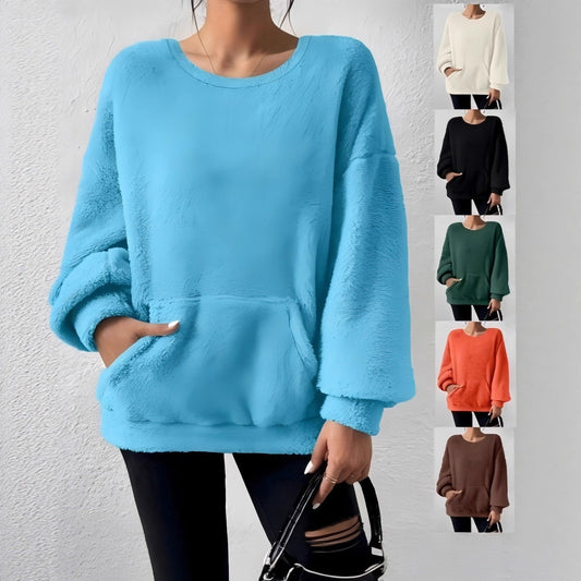 🌸【S-5XL】2025 Nowa, jesienno-zimowa, modna bluza z długim rękawem w jednolitym kolorze