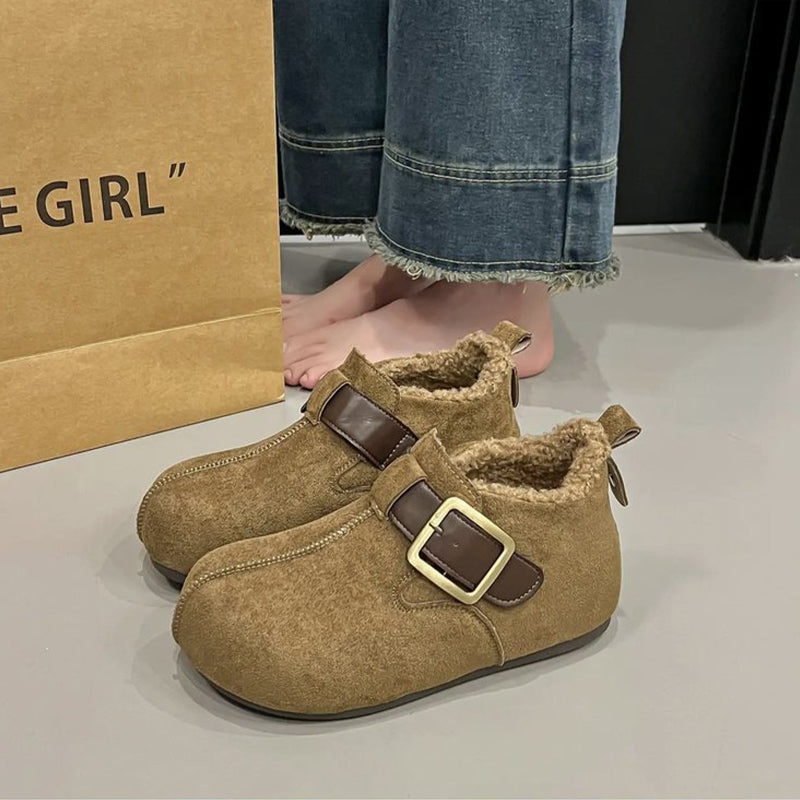 🍂👢🦶【35-40】2026 Nowe modne i uniwersalne codzienne buty śnieżne z podszewką z polaru, retro Birkenstocki z grubą podeszwą