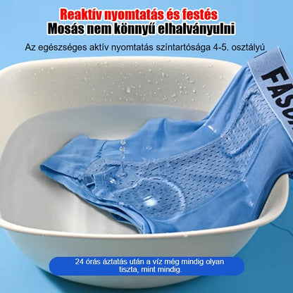 🔵【6 kusů/12kusů】Nový styl, pohodlné a prodyšné, síťované, ledové hedvábné boxerky velké velikosti