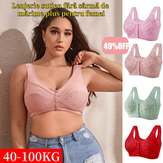 😍40-100kg❤️【3 buc】【S-6XL】Sutien fără fir pentru femei cu nasturi în față