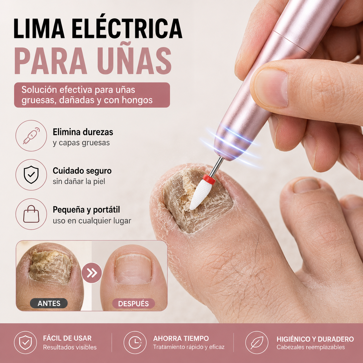 💅👍Lima de uñas eléctrica portátil con forma de bolígrafo, ideal para el cuidado diario de las uñas y la eliminación de cutículas.