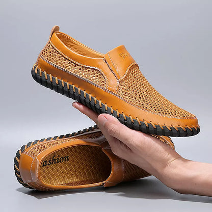 【38-48】👞Nowe męskie buty ze skóry siatkowej na wiosnę i lato - duże rozmiary - prawdziwa skóra bydlęca, odporne na pot i nieprzyjemny zapach, oddychające i wygodne