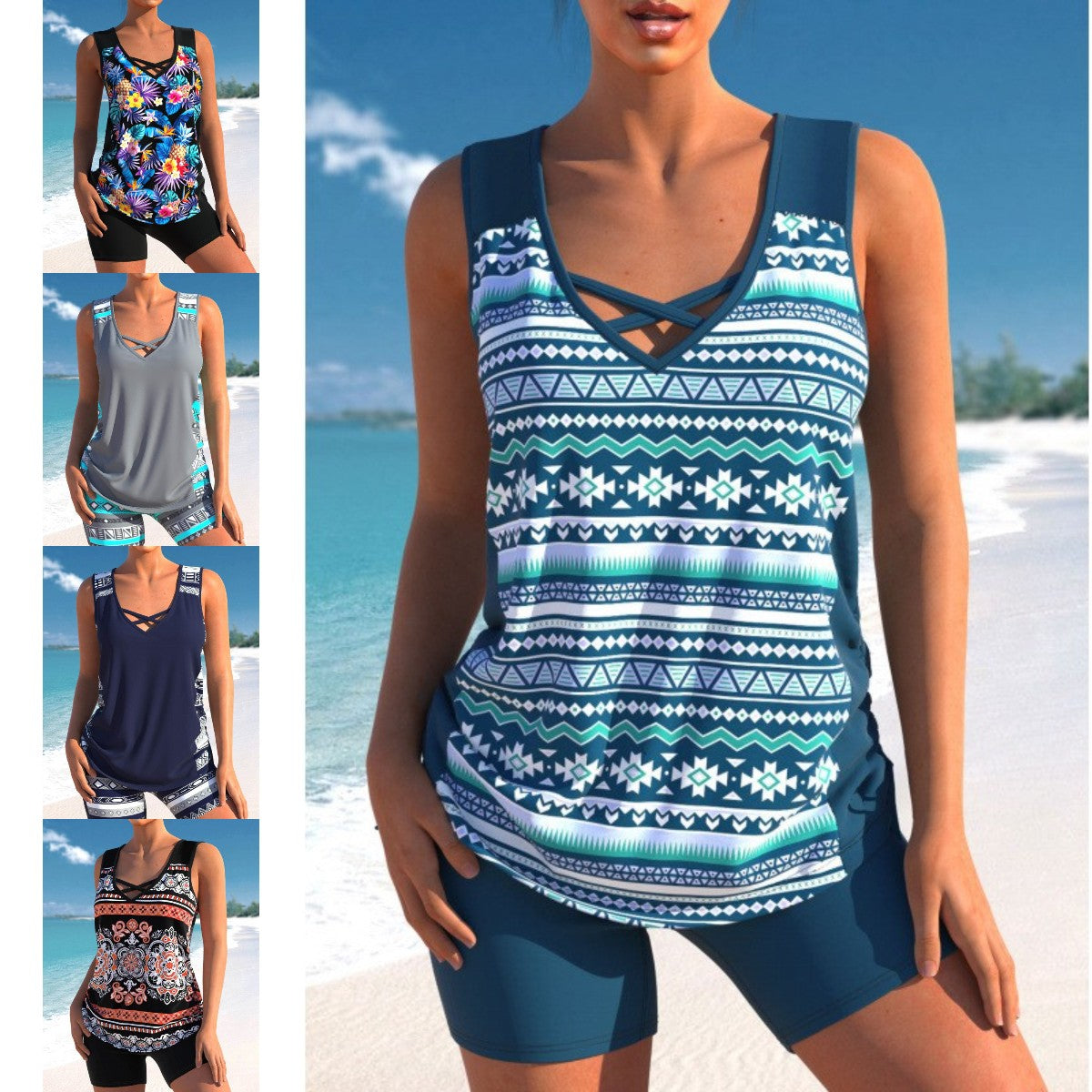 👙【S-5XL】Ženski dvodijelni elastični kupaći kostim s printom, brzosušeći