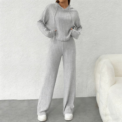 😍【Top + Hlače】Elegantni ženski pleteni dvodijelni set: Top + Hlače širokih nogavica