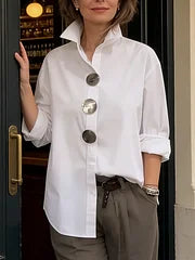 ⏰Nova kolekcija 2026🤩Moderna i elegantna ❤️👉bluza od pamuka i lana sa stojećim ovratnikom i metalnim gumbima