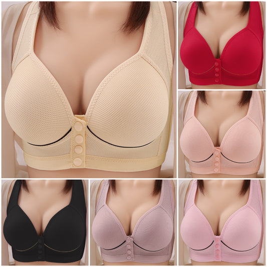 🔥👙【40-120 kg】【Conjunto de 3 piezas】✨ Sujetador sin aros con cierre frontal y alta sujeción para mujer, tallas grandes