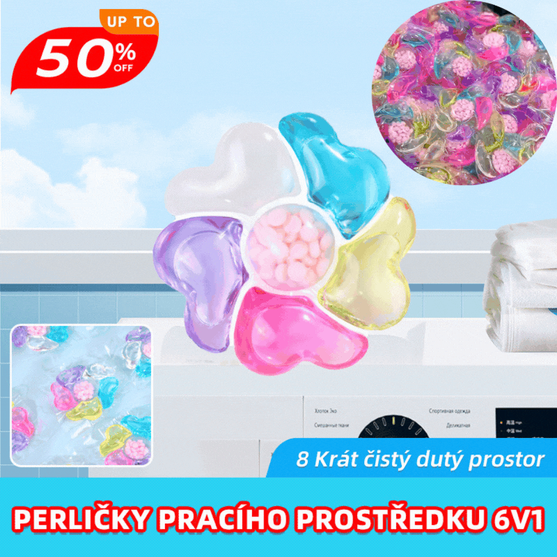 🌈👚【30 kusů】✨Extra velký kbelík 6v1 vonné perličky na prádlo odstraňují skvrny a zanechávají vůni, hladce likvidují roztoče a bakterie