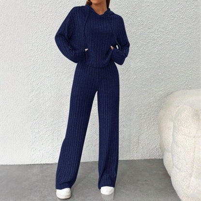 😍【Top + Hlače】Elegantni ženski pleteni dvodijelni set: Top + Hlače širokih nogavica