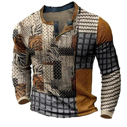 🌴🌈【S-4XL】👔😍 Nová kolekce pánských košil s potiskem, dlouhé rukávy, uvolněný styl Henry, dostupné ve více barvách