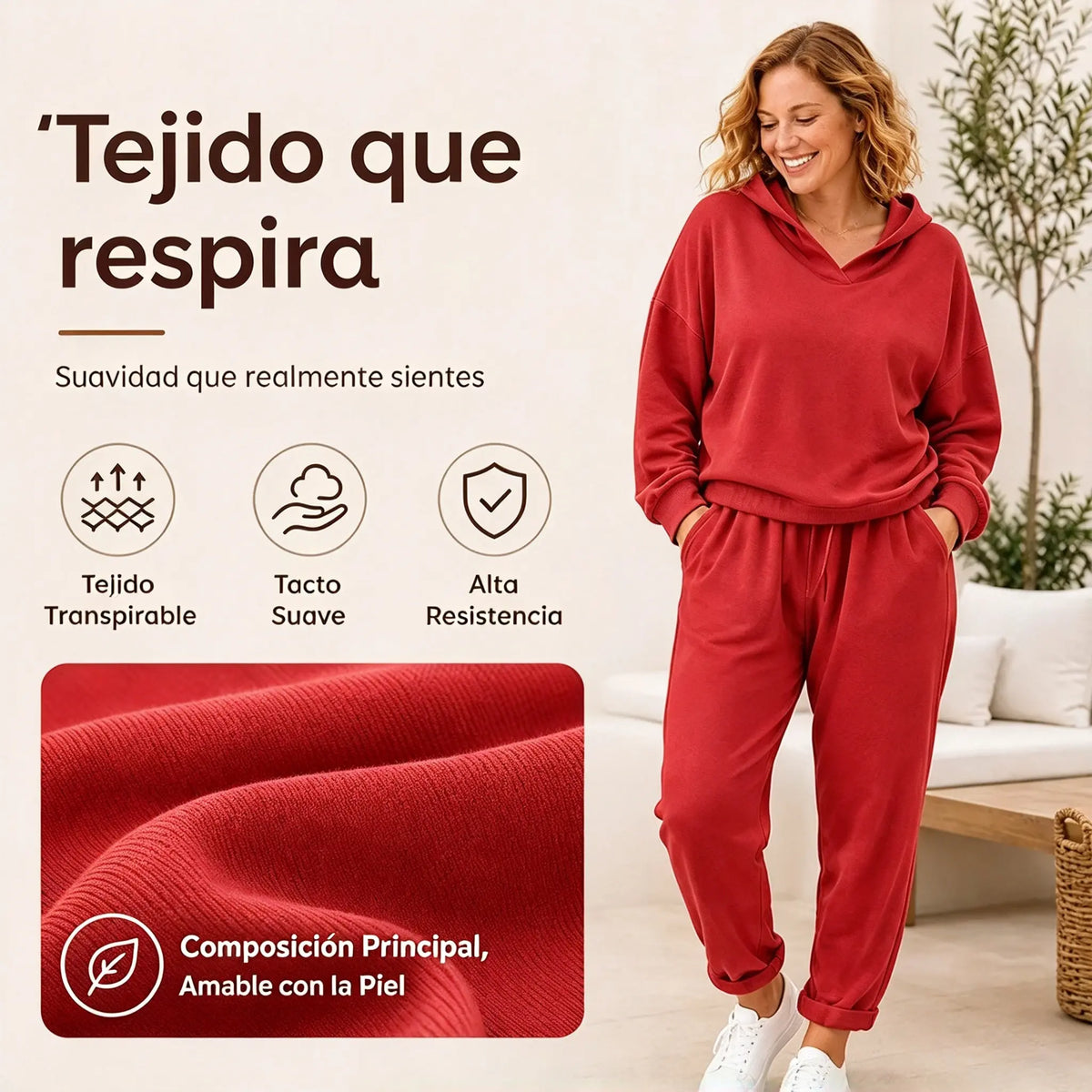 😍💕【S-3XL】Conjunto de sudadera con capucha y pantalones informales para mujer