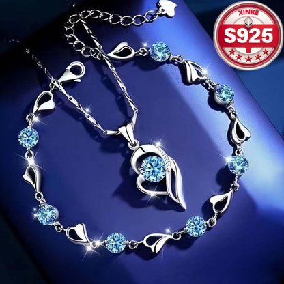 ✨✨【Kúpte 1, dostanete 1 zadarmo】💎💎Sada náramku a náhrdelníka zo striebra 925 Srdce oceánu