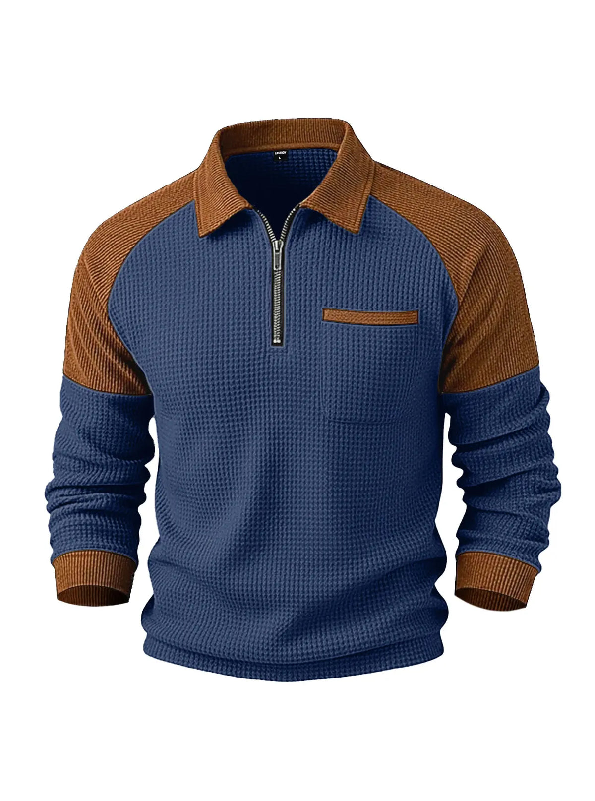 👕【S-3XL】Sudadera de cuello alto para hombre con tejido de textura tipo gofre✨🧥