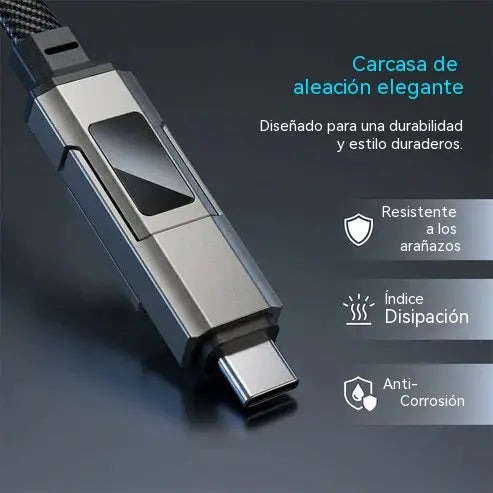 🔥PROMOCIÓN ESPECIAL 50% DE DESCUENTO🔥 Cable de carga con llavero y pantalla digital 4 en 1