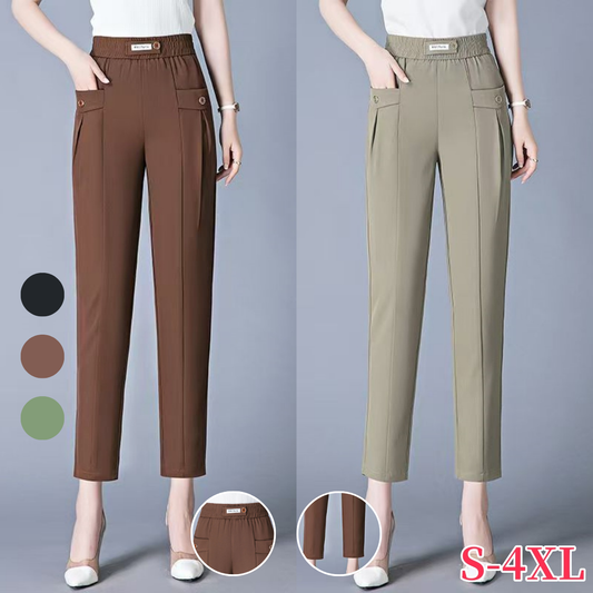 【S-4XL】🔥🔥Pantaloni drepți noi de înaltă calitate, pantaloni casual de îmbrăcăminte exterioară de vară, pantaloni simpli subțiri cu talie înaltă