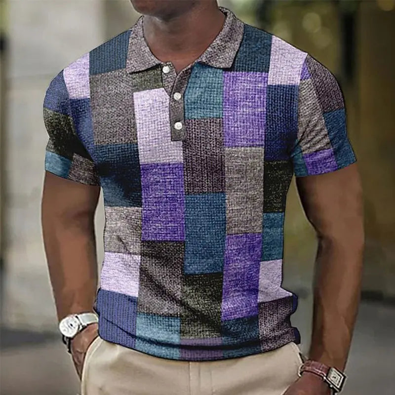 💥👕【Novedades en oferta】【S-5XL】Camisa polo casual para hombre con estampado geométrico 2026