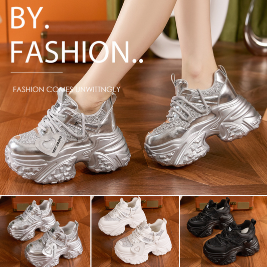 【35-40】Pantofi sport cu talpă groasă, la modă, toamna 2025 - creștere înălțime 10 cm