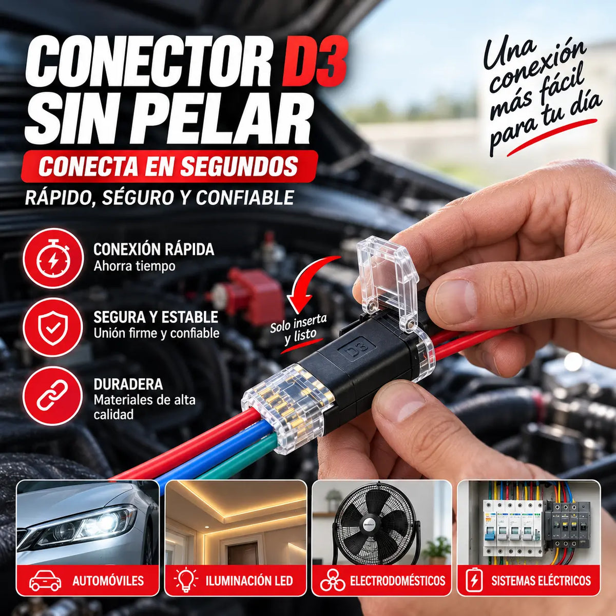 【40 piezas】🏆 Conector sin soldadura ni pelado de cables, enclavamiento de tres cables